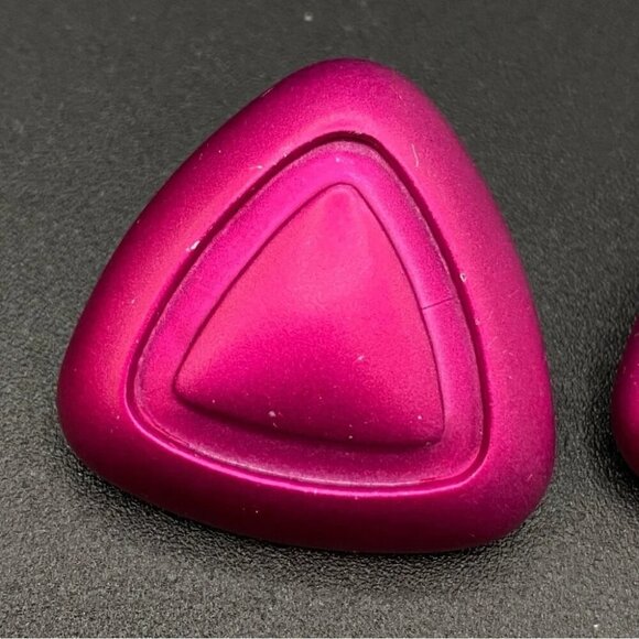 80s Hot Pink Disco Stud Earrings - Picture 3 of 10